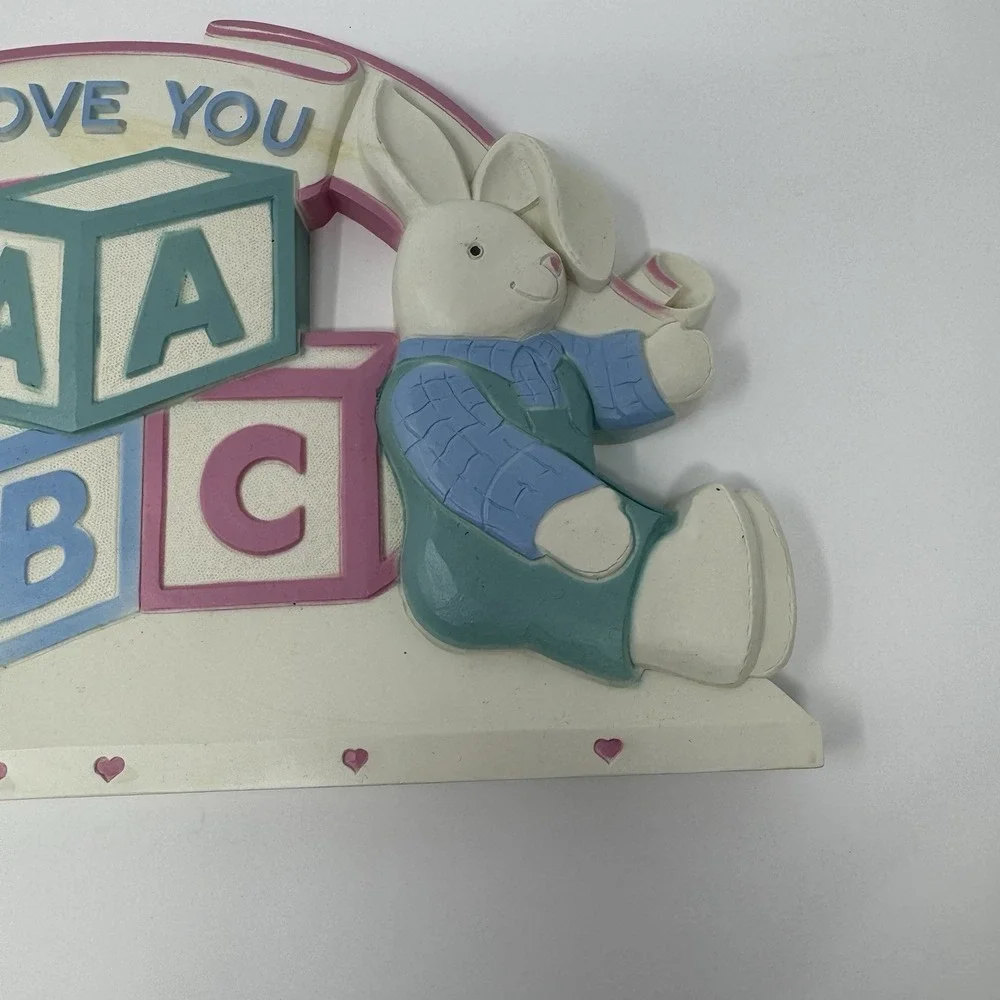 Vintage Bunny Wall Decor Baby Room Pastel Nursery Rabbits 